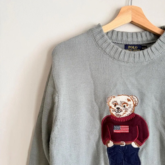 Polo by Ralph Lauren Gray Crewneck Sweater with Bear Motif - Picture 9 of 12